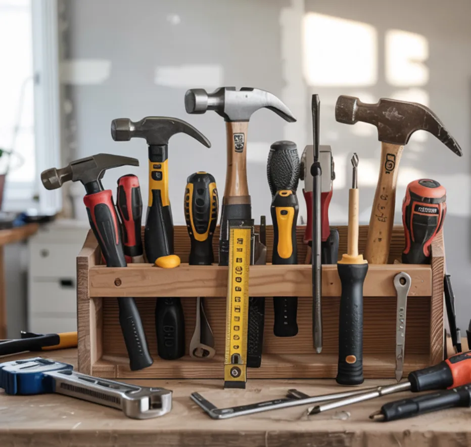 Handyman fixing a door in King County home.