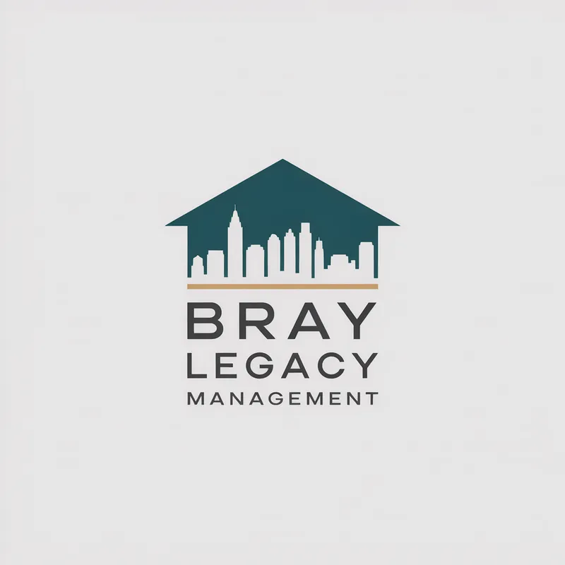 Logo of Bray Legacy Management, a premier remodeling service enhancing homes in Atlanta, GA, with a skyline and house design.