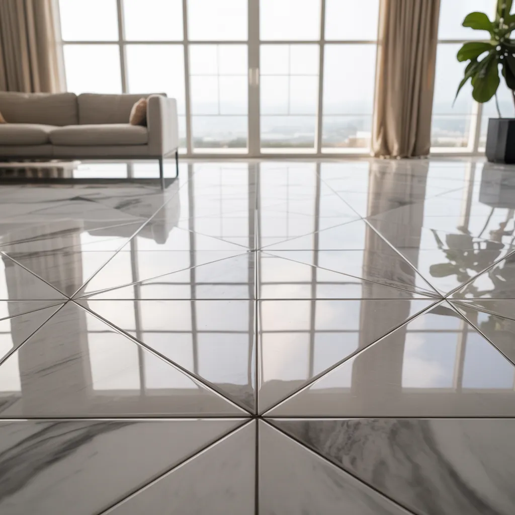 Professionally installed tile flooring in a residential space near Albuquerque, NM.