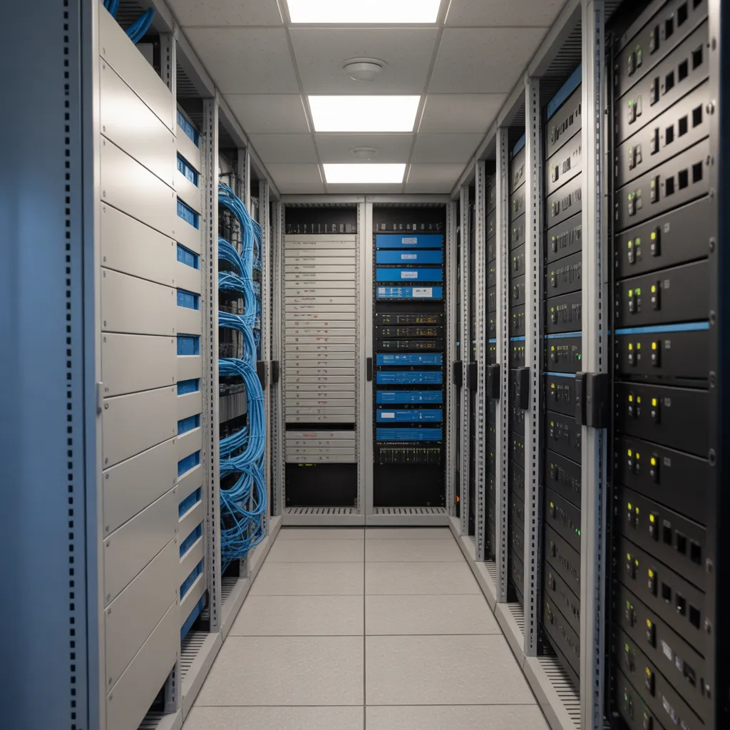 A well-organized IT room setup in New York County.