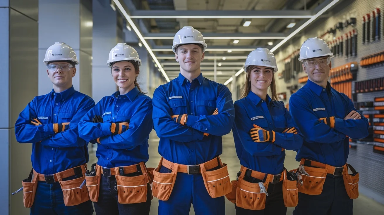 "Team of skilled electricians at Commercial Renovations LLCs providing expert electrical services in Houston business settings."