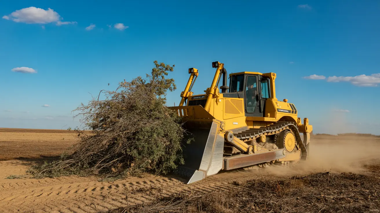 Bulldozer clearing land for DD Land Clearing, enhancing property value and efficiency with state-of-the-art equipment.