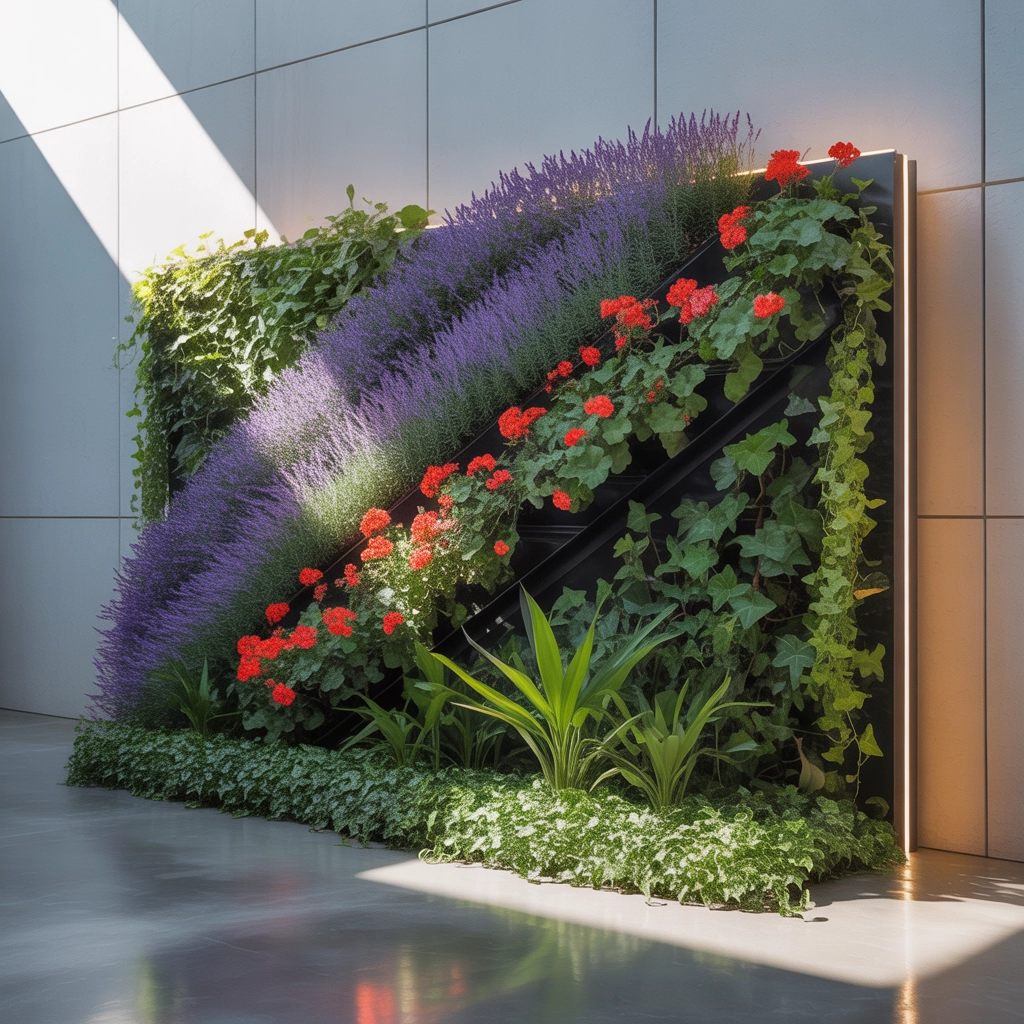 "Vertical garden by Eti Services showcasing vibrant landscaping design in Myrtle Beach, SC, enhancing outdoor beauty."