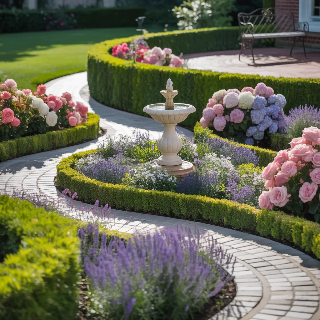 Lush garden landscape installation near me.