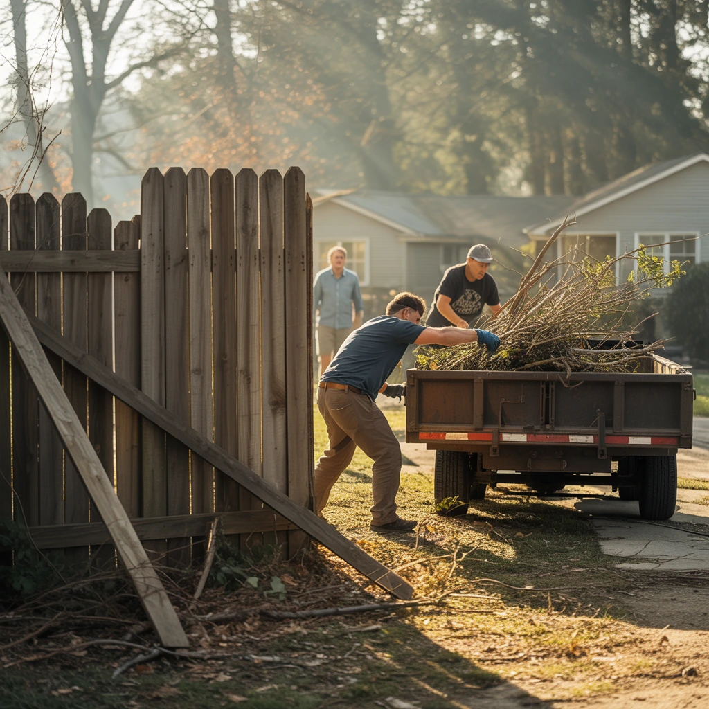 "Integrity Home Services crew clearing land in Atlanta, GA, preparing property for construction and landscaping enhancement."