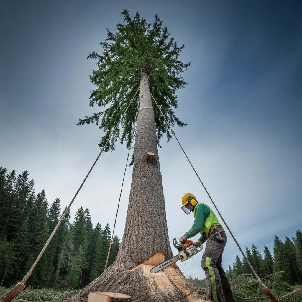 "Integrity Home Services expert clearing trees for land preparation in Atlanta, GA. Enhance property value and ready for building."
