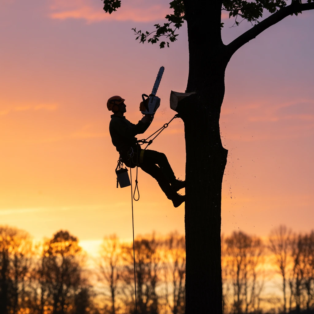 Tree removal process in Buncombe County, NC.