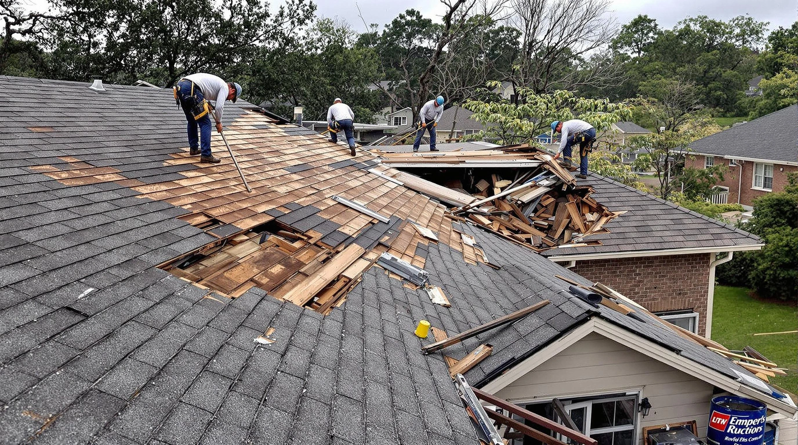 Restored roof after storm damage near me.