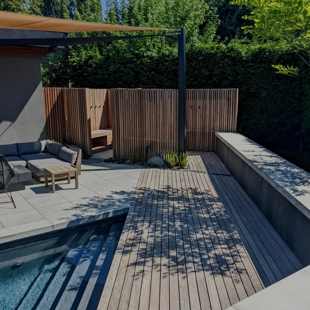 a cleanly washed deck and backyard
